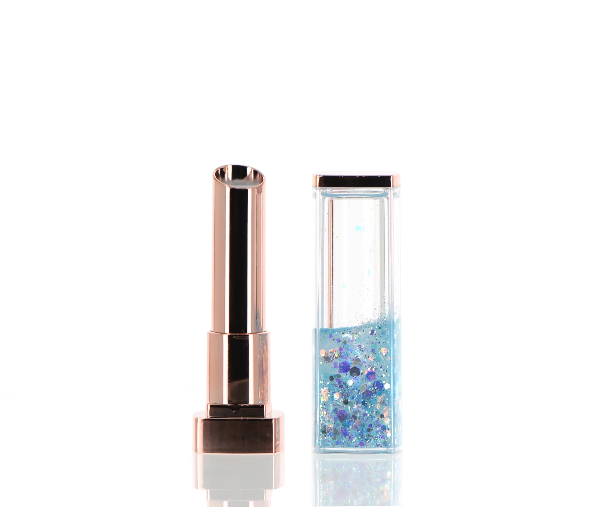 ABS/PMMA/POM, Square Lipstick Component with Glitter Over Cap - Image 2