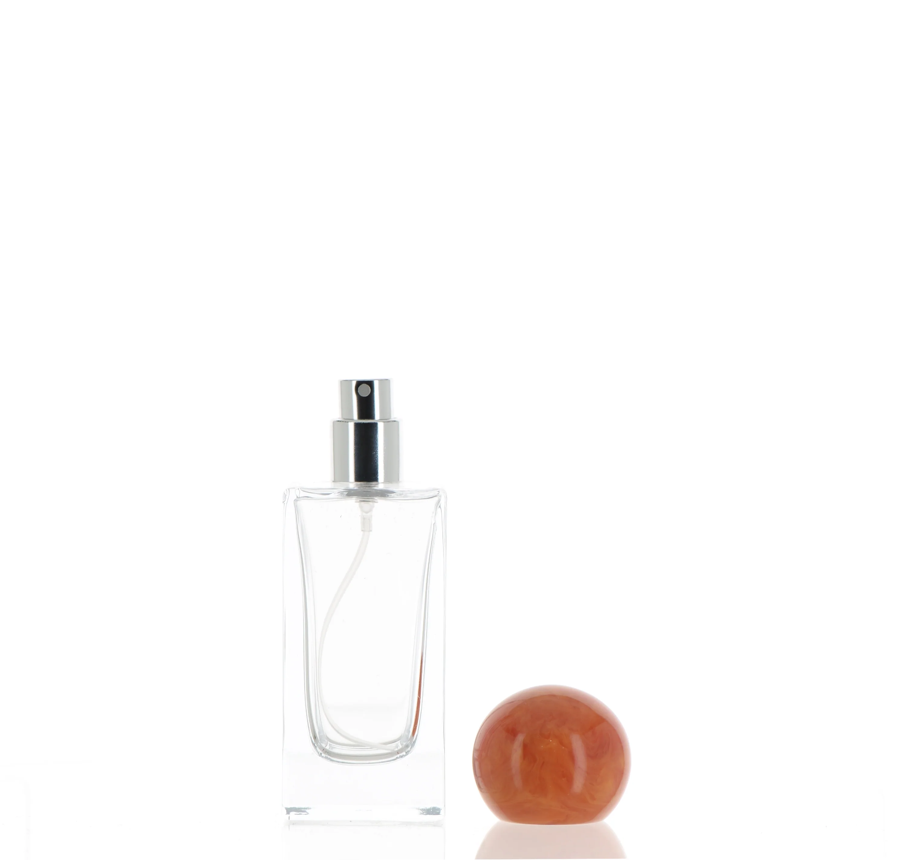 Glass, Crimpless Fine Mist Sprayer Square Bottle With Ball Shape Over Cap - Image 3
