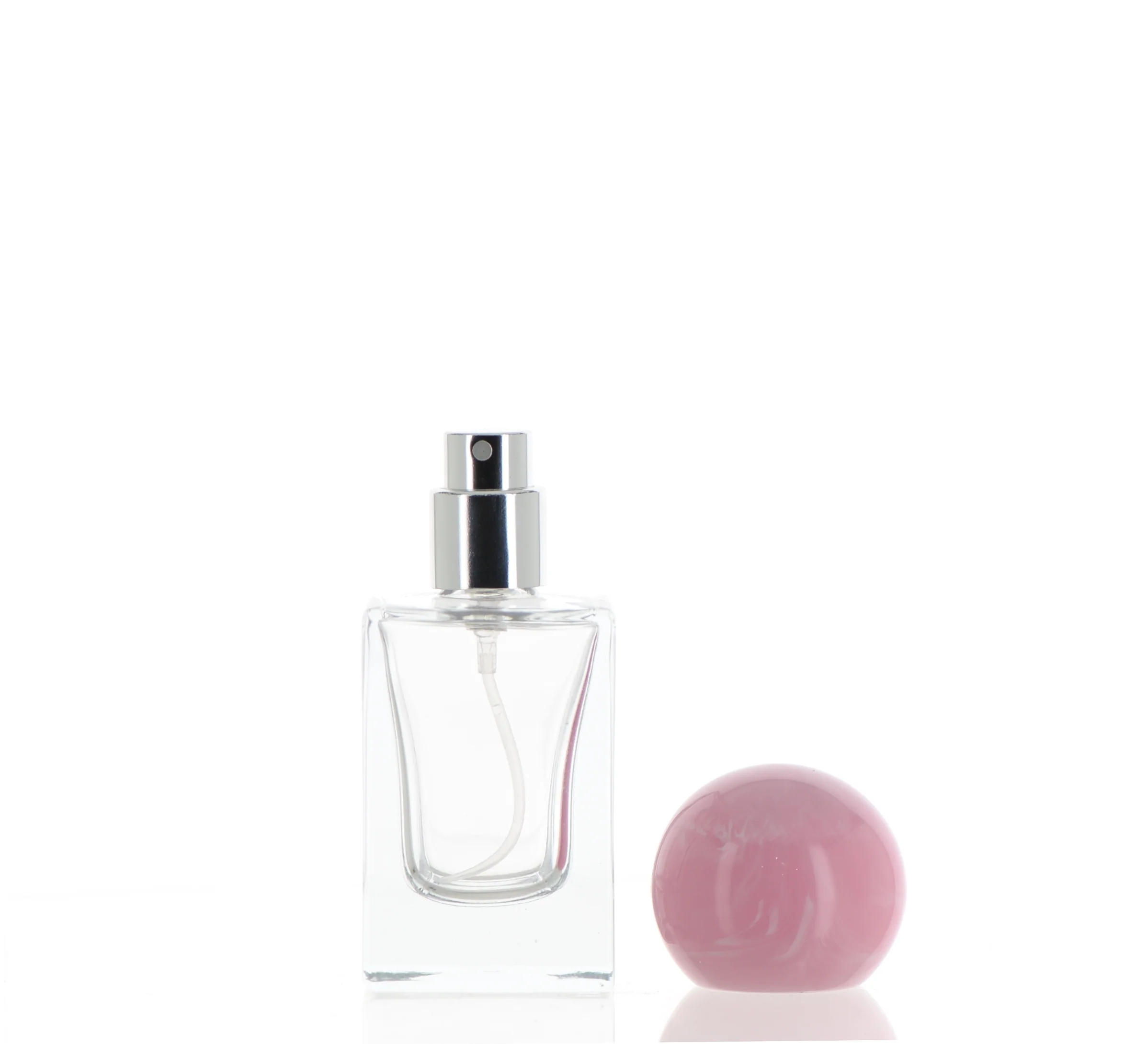 Glass, Crimpless Fine Mist Sprayer Square Bottle With Ball Shape Over Cap - Image 4