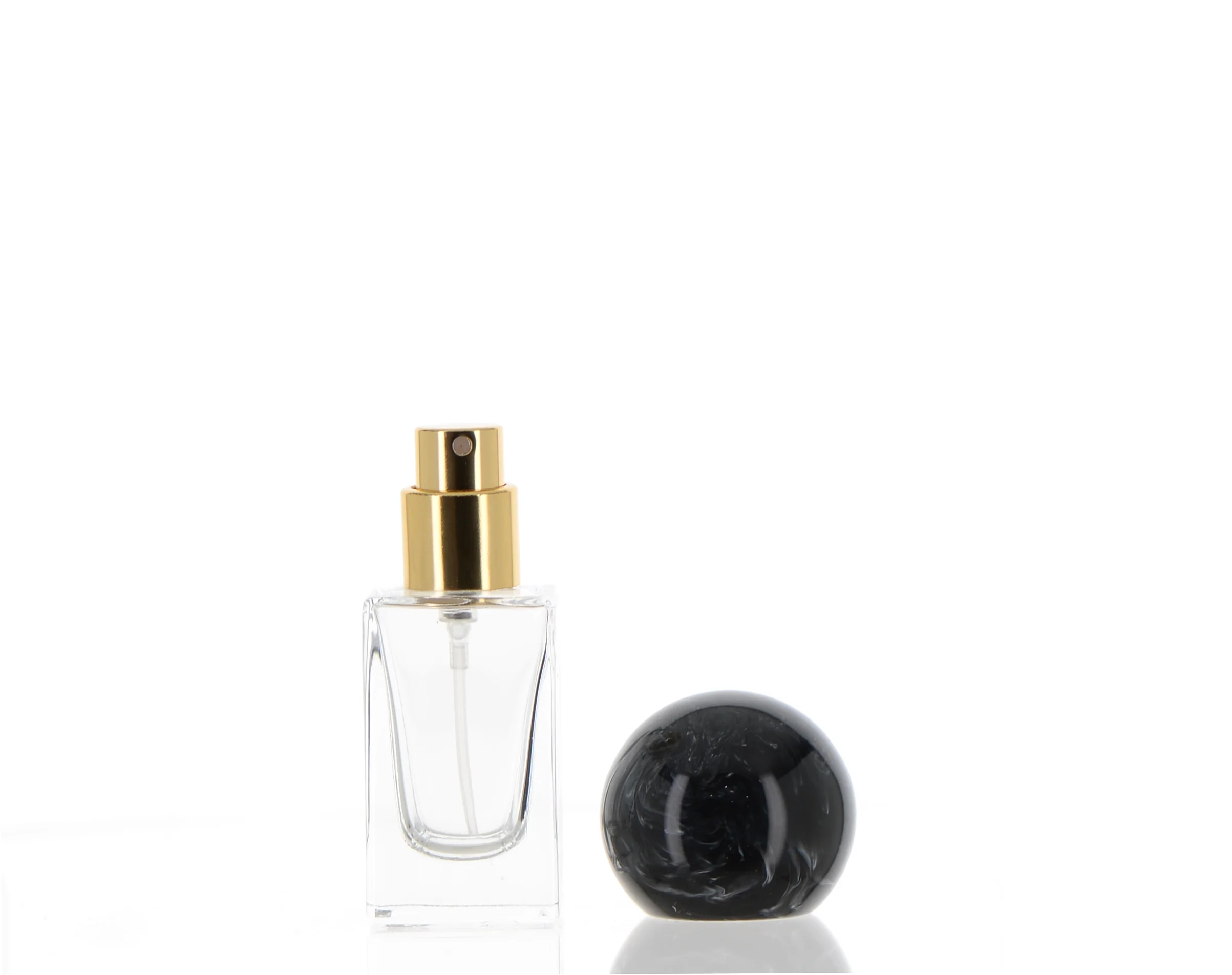 Glass, Crimpless Fine Mist Sprayer Square Bottle With Ball Shape Over Cap - Image 5