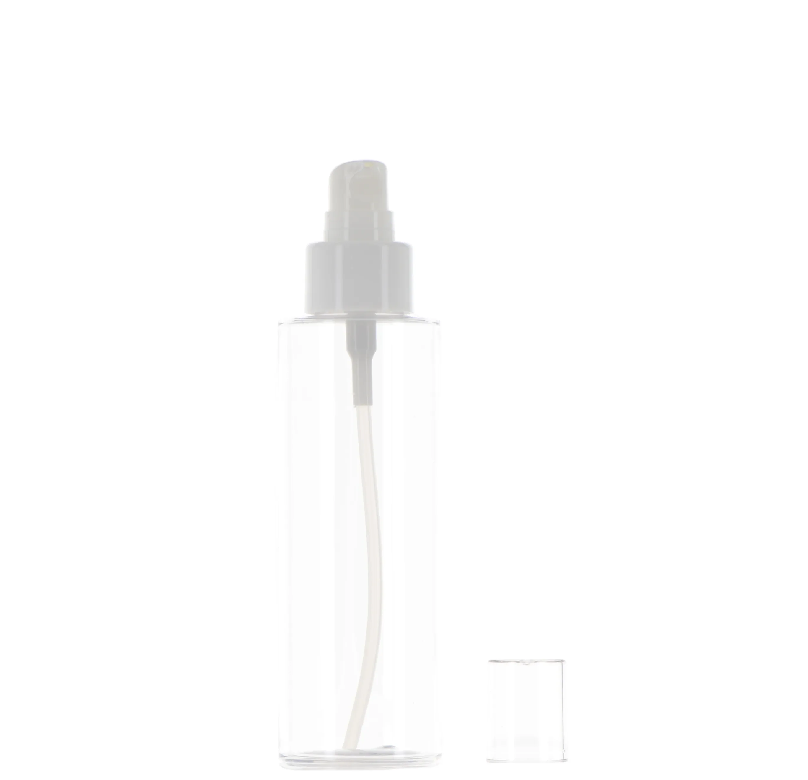 PET, PP Cylinder Bottle with Treatment Pump and Overcap - Image 2